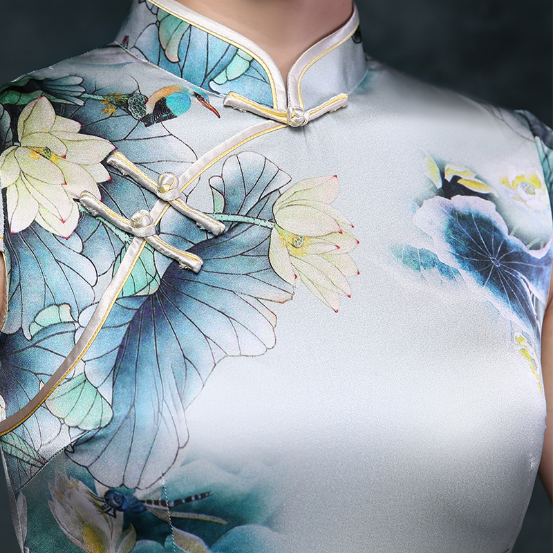 Short cheongsam, summer silk mini-skirt, season 2021, fitted Short cheongsam, summer silk mini-skirt, season 2021, fitted