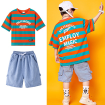 Boy Clothing Boy Summer Clothing Suit 2021 New CUHK Boy Boy Summer Childrens handsome Han version Ocean Air Short Sleeve Tide