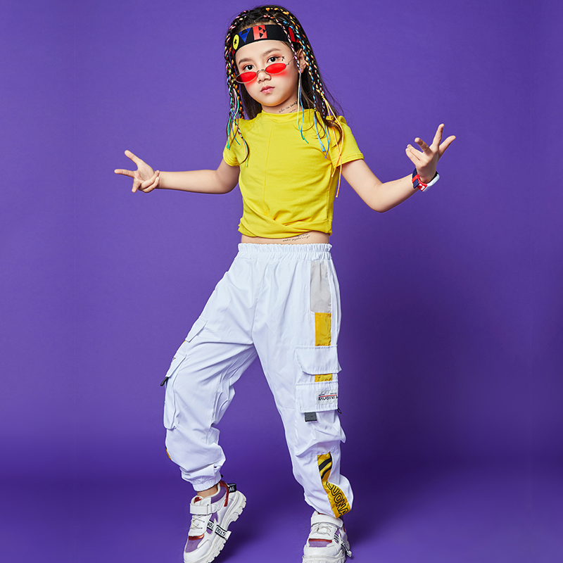 Cô gái Hip-Hop trẻ em Hip-Hop ăn mặc Edry T-shirt Performance Loose HIPHOP Jazz dance Trend trẻ em Mang.