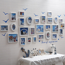  European-style solid wood photo wall Mediterranean photo frame wall Living room sofa dining room photo wall Creative photo frame wall