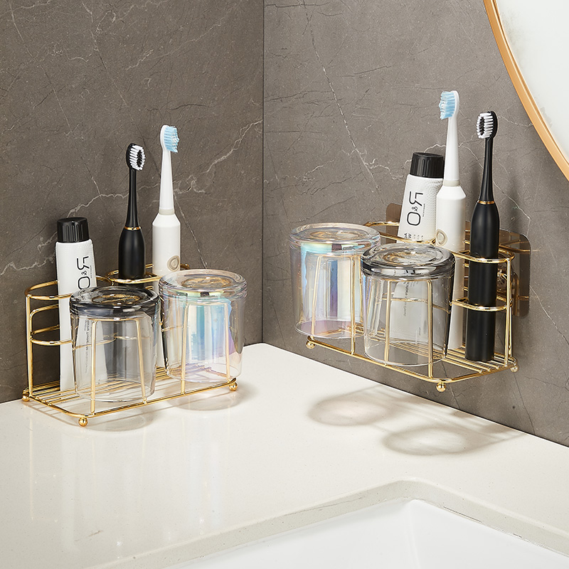Light Extravagant Toothbrush Shelf Toiletries Cup Brushing Cup Toothbrushing Cup Free Hanging Wall Style Dressing Room Wall-mounted Dental Vat Suit
