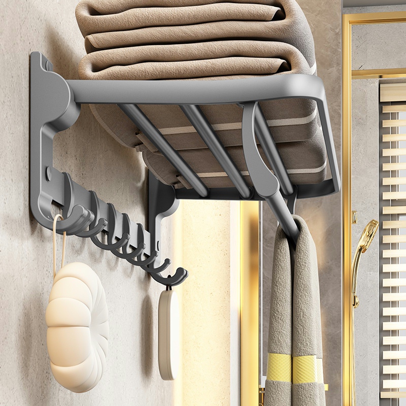 Gun grey makeup room towel rack-free punched bathroom wall hanging towel rack sanitary hanging fittings