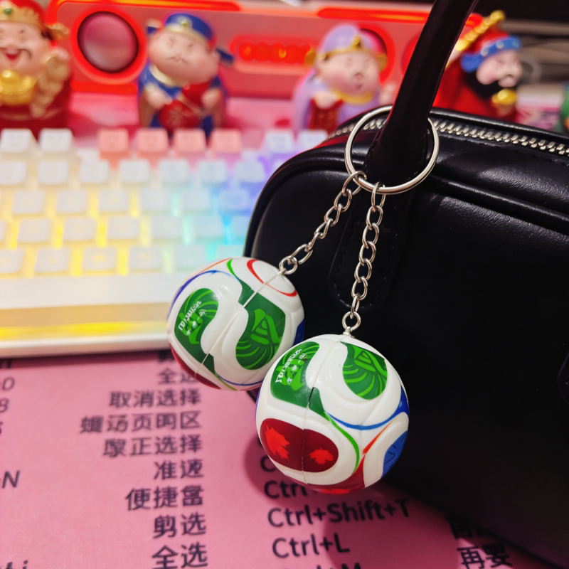 Creative Mini Football Keychain Pendant 2026 World Cup Souvenir Bag Decoration Fan Gift Stress Relief