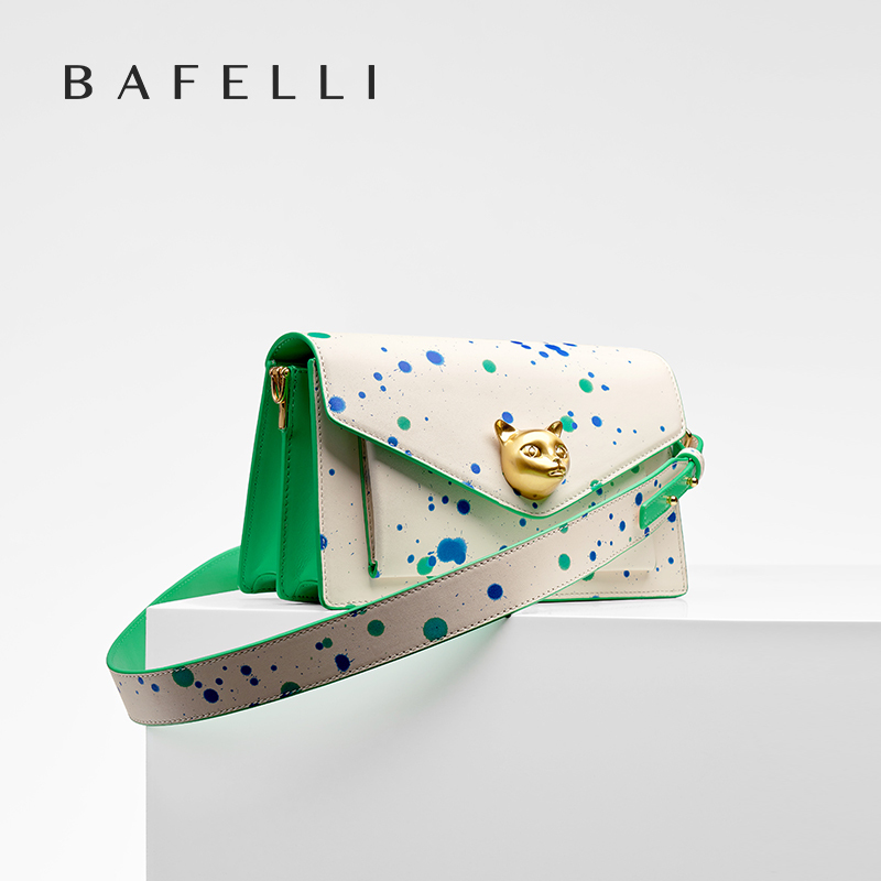 Parfili New European and American Fashion Light Luxury Genuine Leather Flap Cat Head Crossbody Bag Small Square Bag Original Designer Women's Bag