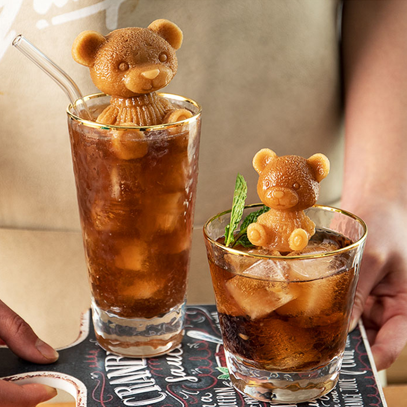 Ice Cream Molds Home Ice Cream SILICONE CARTOON SMALL BEAR ICE CUBES RED COFFEE ICE-MAKING BOX ICE MOLDS