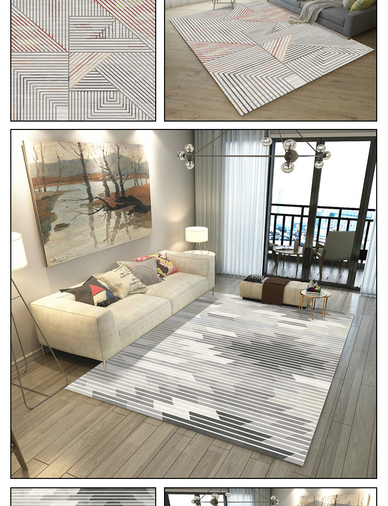 Thảm hình học Bắc Âu phòng khách sofa bàn cà phê thảm phòng ngủ đầy đủ hiện đại tối giản nhà hình chữ nhật có thể được tùy chỉnh - Thảm thảm ngủ