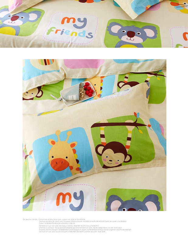 Bộ phim hoạt hình trẻ em bằng gối bông dễ thương 100% bộ chăn ga gối cotton trẻ em nhỏ 30x50 gối đôi