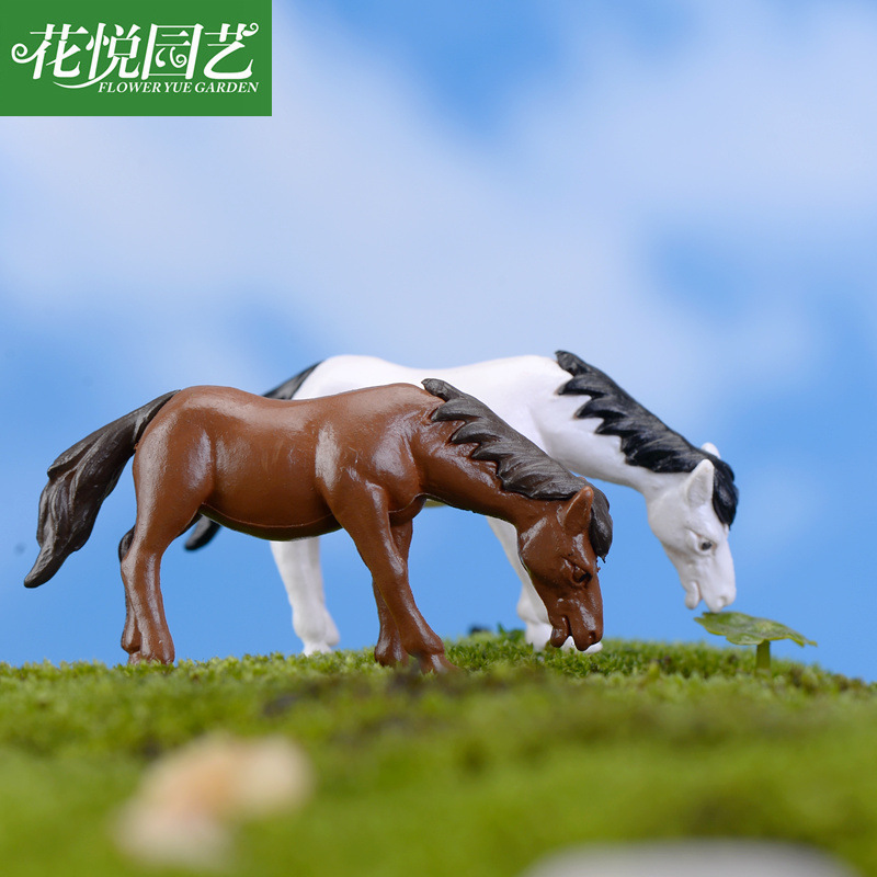 Moss micro landscape ornaments simulation mini new horse pony PVC doll handmade succulent doll