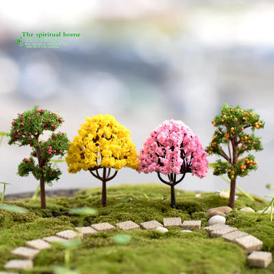 Moss micro-landscape ornaments, decorative trees, artificial tree flower materials, decorative landscape flower trees, apple trees