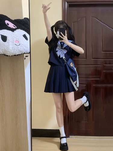 Оригинальная студенческая юбка в складку, японская школьная юбка для школьников, комплект