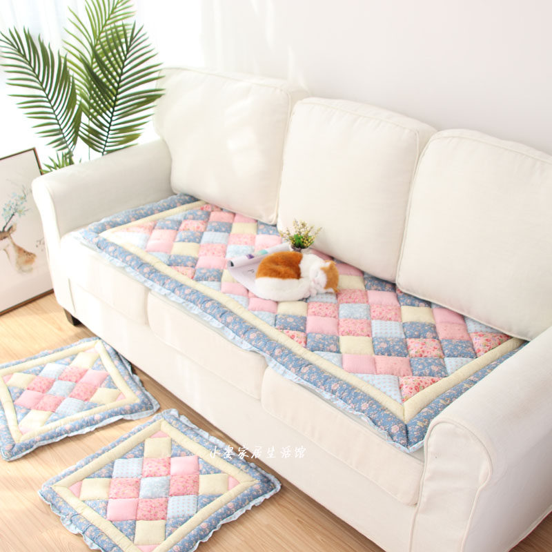 Sofa Cushion Han Style Fields Cloth Art All Cotton Living Room Solid Wood Leather Sofa Thickened Non-slip Bedroom All Season Universal Cushion