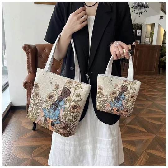 Ethnic style double-sided embroidered handbag