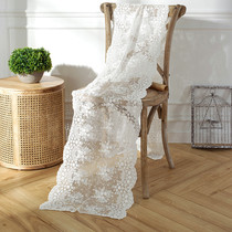 Fan-style meritocratic white three-dimensional embroidered cotton thread lace table flag wedding decoration rectangular tea table cloth cover cloth art