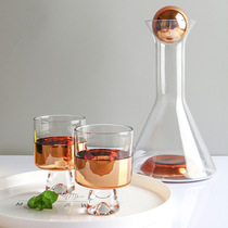 Smoked gradient copper-plated glass pot cold water Cup decanter glass bottle glass cup glass cup