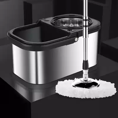 Rotating mop bucket stainless steel automatic dry hand pressure dual drive household hand-free hand wash mop bucket dry and wet
