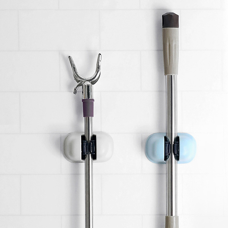 Mop hook punch-free stainless steel storage artifact broom holder strong viscose mop mop clip wall hanging