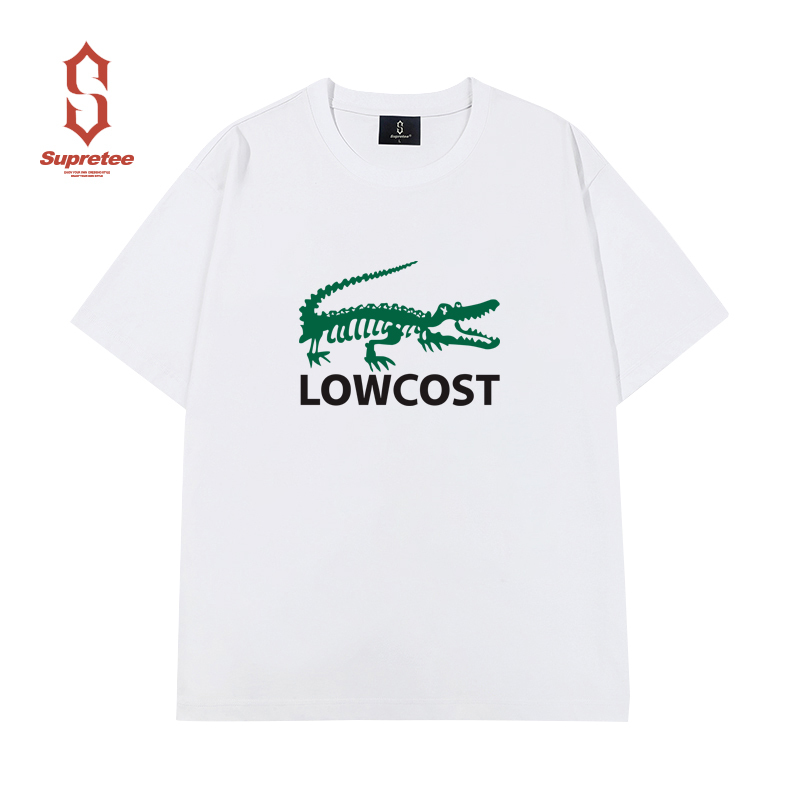 Summer Crocodile Skeleton Print Crew Neck Short-Sleeve T-Shirt for Men, Large Size, Loose Fit, Pure Cotton, Half-Sleeve, Plus Size, Trendy Summer Crocodile Skeleton Print Crew Neck Short-Sleeve T-Shirt for Men, Large Size, Loose Fit, Pure Cotton, Half-Sleeve, Plus Size, Trendy