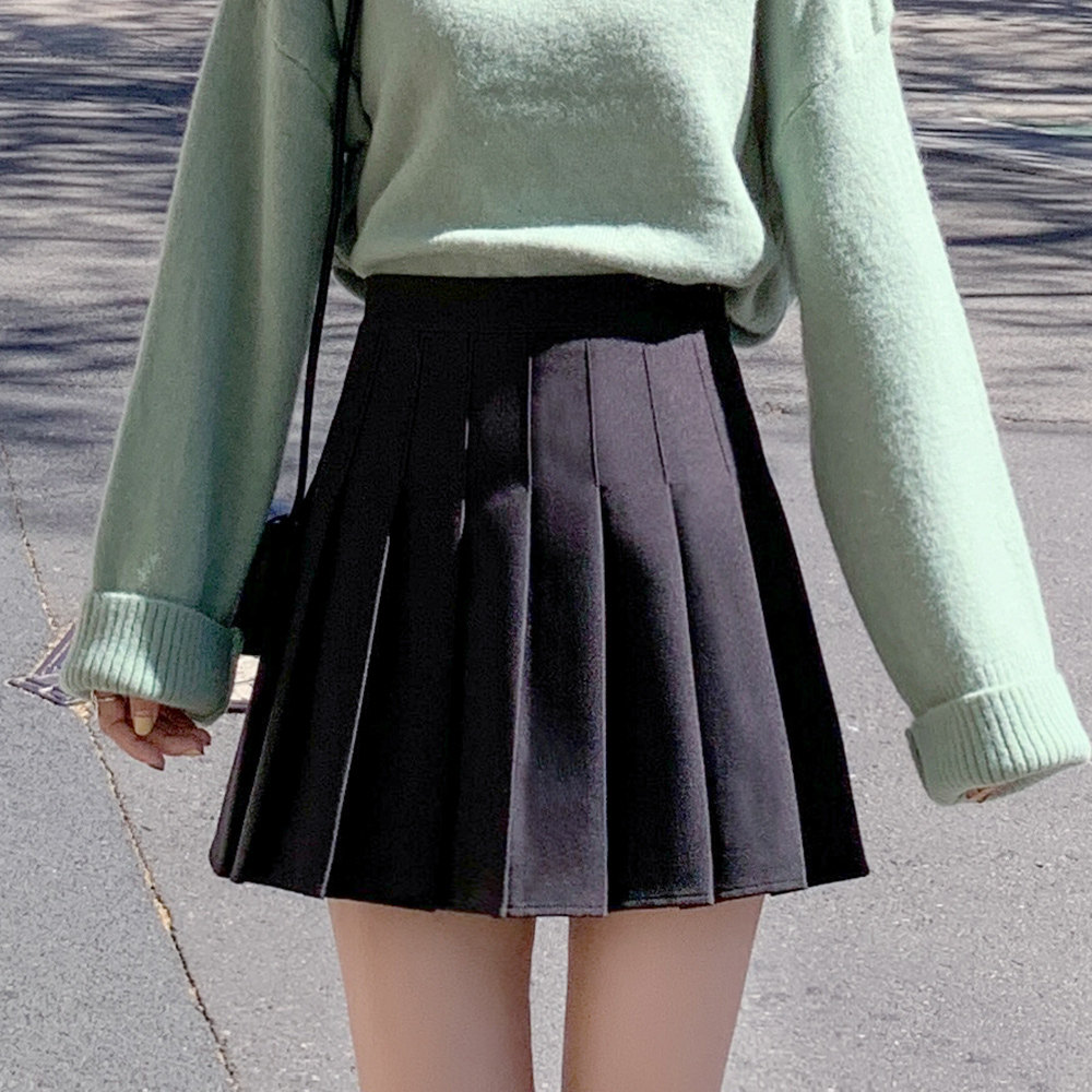 High Waist Plexu Skirt Short Skirt Woman Spring Summer 2023 New Half Body Dress Big Code A Dress Black Pure Color-Taobao