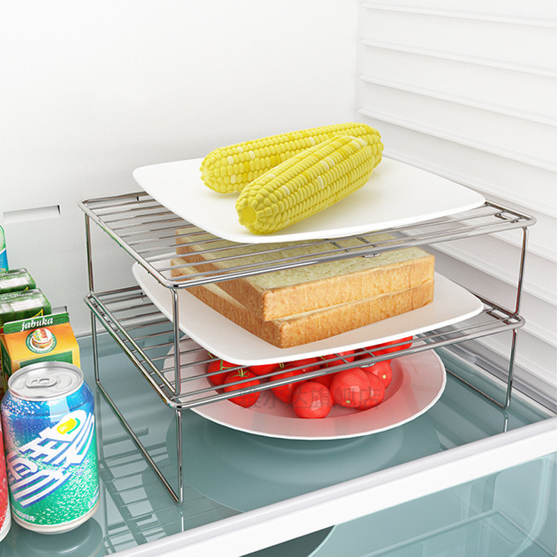 Refrigerator layered shelf kitchen countertop put plate bracket leftovers separate storage layer rack overall cabinet inner compartment shelf