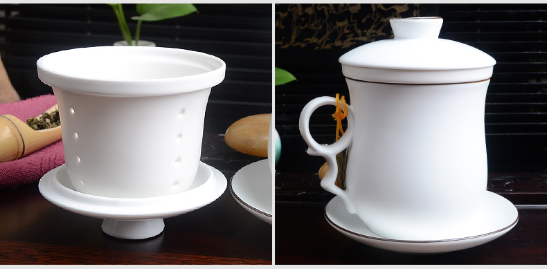 Xiang feng four - piece ceramic filter cups with cover office elegant cups water cup and meeting the personal tea cups