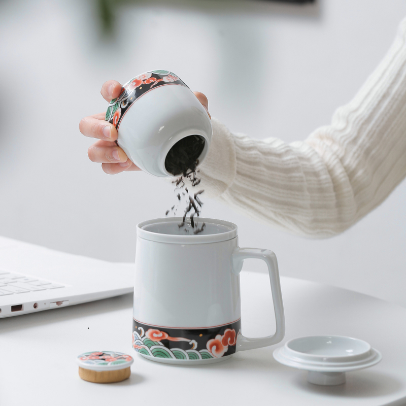 Xiang feng ceramic cups with cover glass filter cups with cover keller with separation of tea tea cup