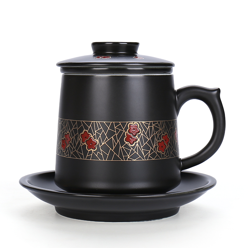 Large capacity filter with cover ceramic cups creative cup contracted office cup tea cup move customization