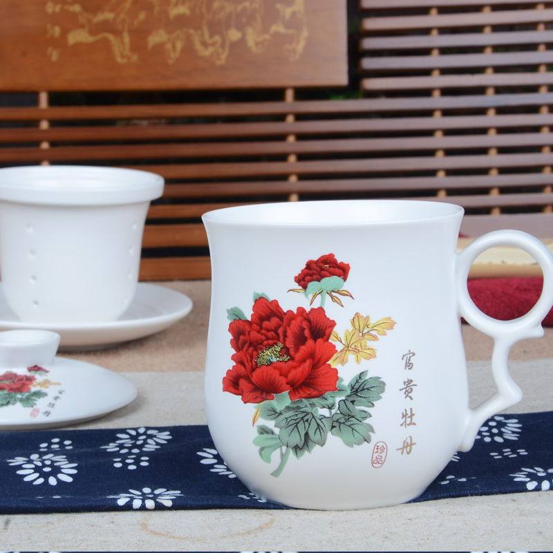 Xiang feng ceramic filter cups with cover office and meeting the personal creative cup 4 times the tea cup