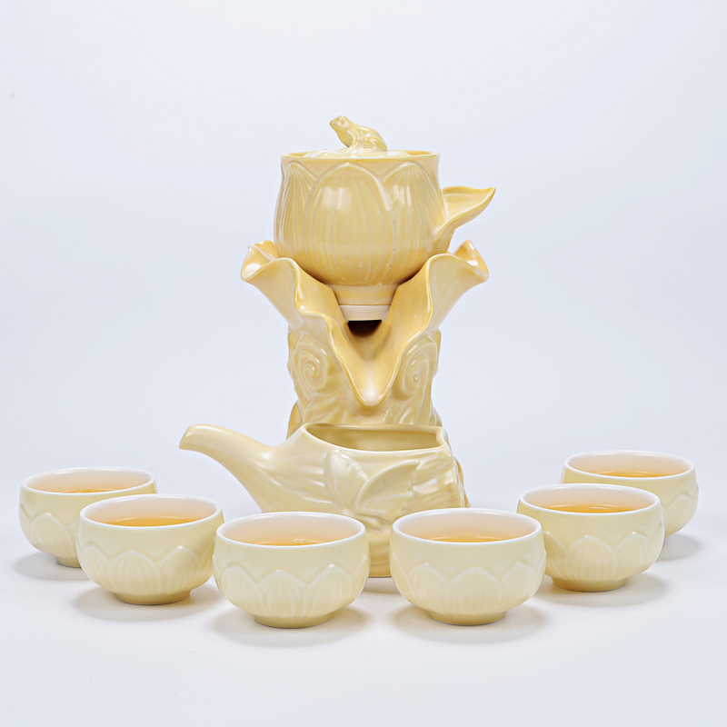 Stone mill automatic ceramic household black tea kungfu tea set lazy ceramic cups of a complete set of tea