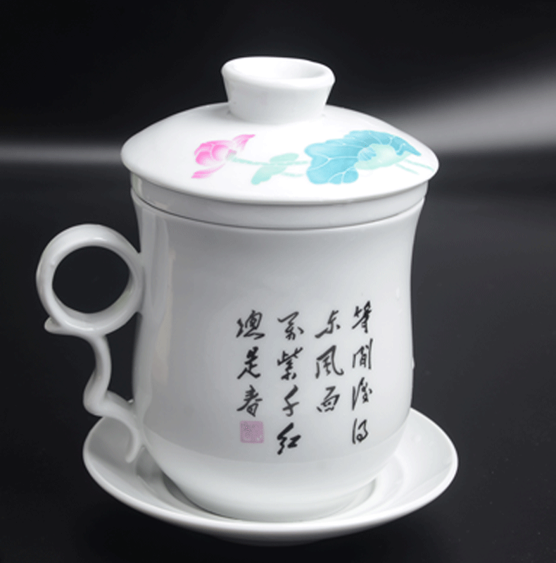 Jingdezhen blue and white porcelain cups, ceramic filter make tea cup with lid cup post office personal water bottle bag