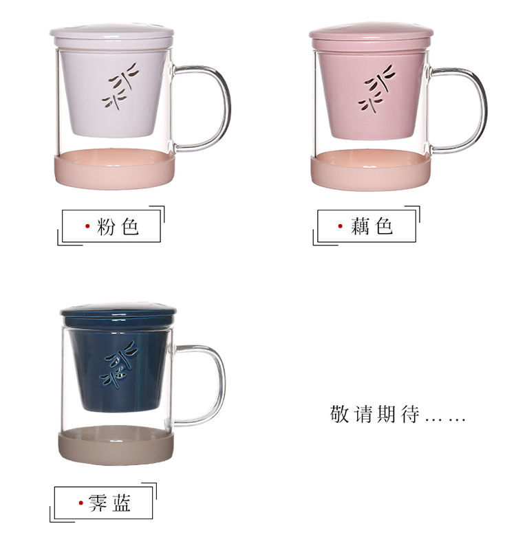 Ceramic cups domestic high temperature resistant glass tea set with cover filter office separation of tea cups