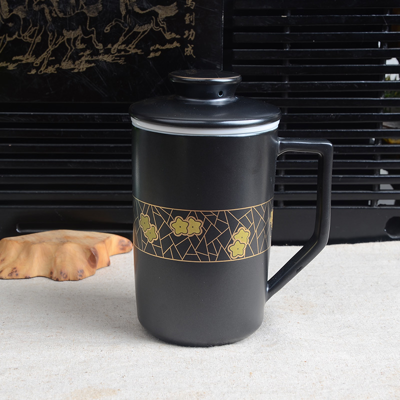 Xiang feng ceramic keller cup with cover large capacity water glass office contracted coffee cup cup filter