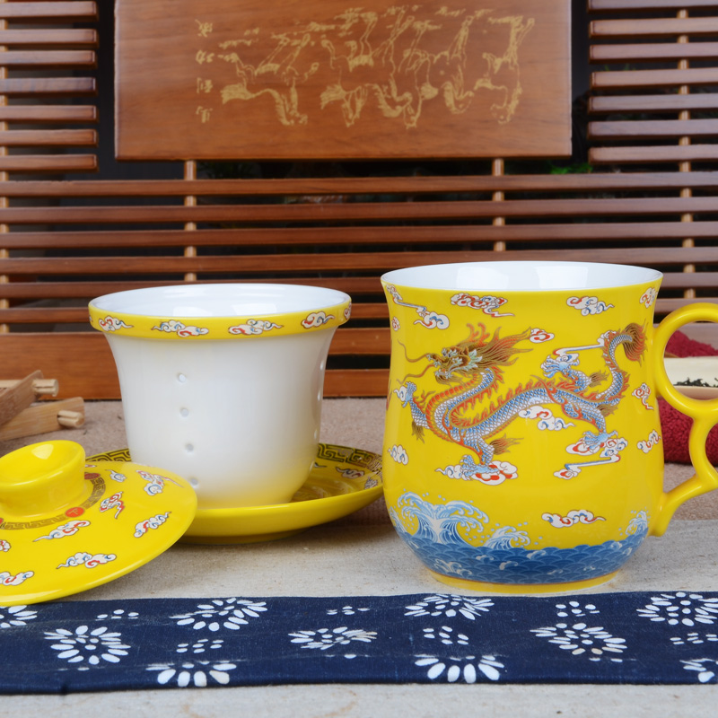 Xiang feng ceramic cups with cover the tank filter ceramic cup with cover glass office with tea