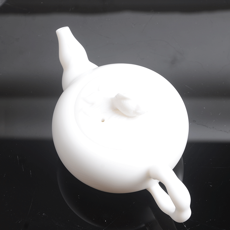 Master suet jade pure white color temperature biscuit firing ceramics xi shi pot teapot dehua white porcelain teapot
