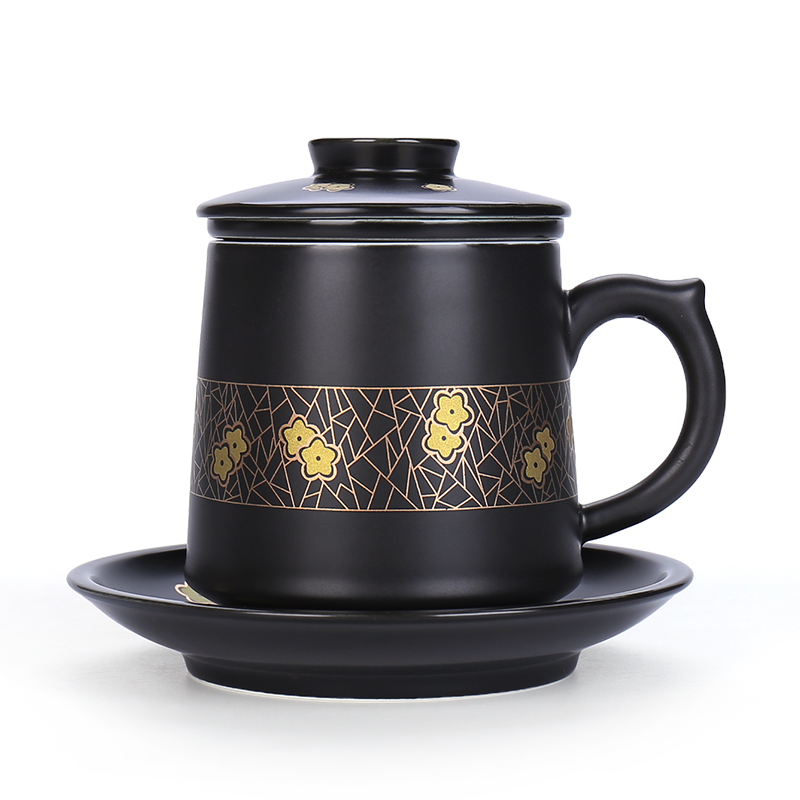 Large capacity filter with cover ceramic cups creative cup contracted office cup tea cup move customization