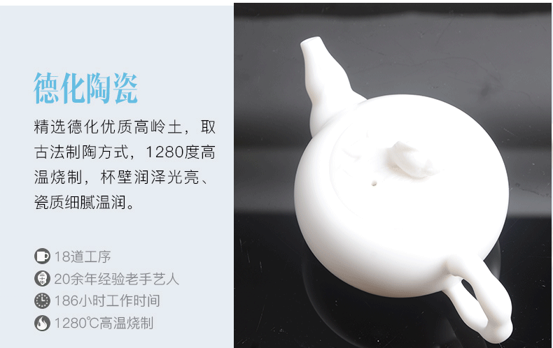 Master suet jade pure white color temperature biscuit firing ceramics xi shi pot teapot dehua white porcelain teapot