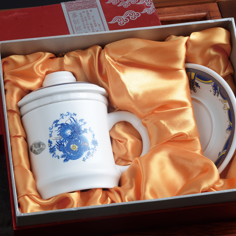 Xiang feng ceramic cups with cover filter tea cup personal office mugs gift porcelain cups and saucers tray