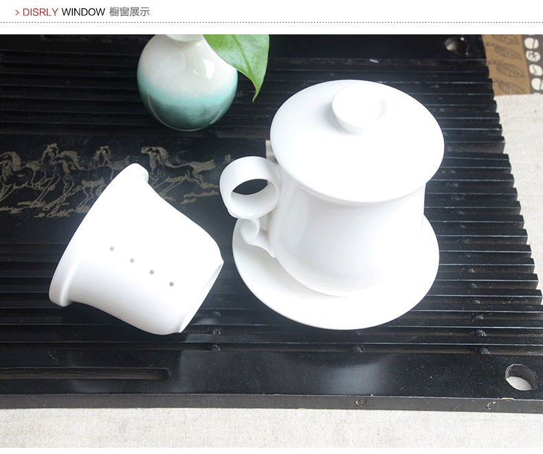 Ceramic filter cups with cover tea cup cup glass office meeting cup hotel white cup can be customized