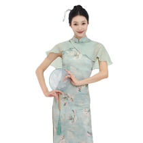 Fubo classical dance performance clothing Chinese style practice clothing improved cheongsam dance clothing womens sleeveless printed dance clothing