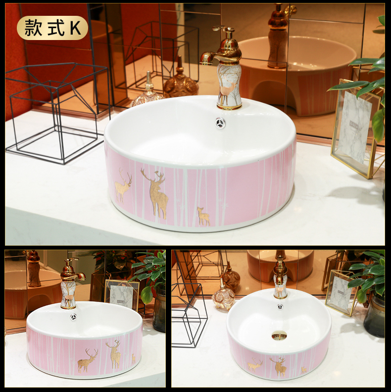 The stage basin of northern wind household contracted light key-2 luxury lavatory balcony small size ceramic toilet lavabo single basin