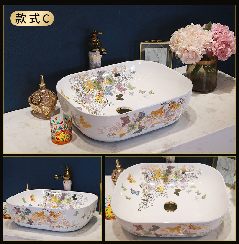 Household stage basin butterfly garden lavatory fangyuan pan European ceramic balcony toilet wash basin to wash your hands