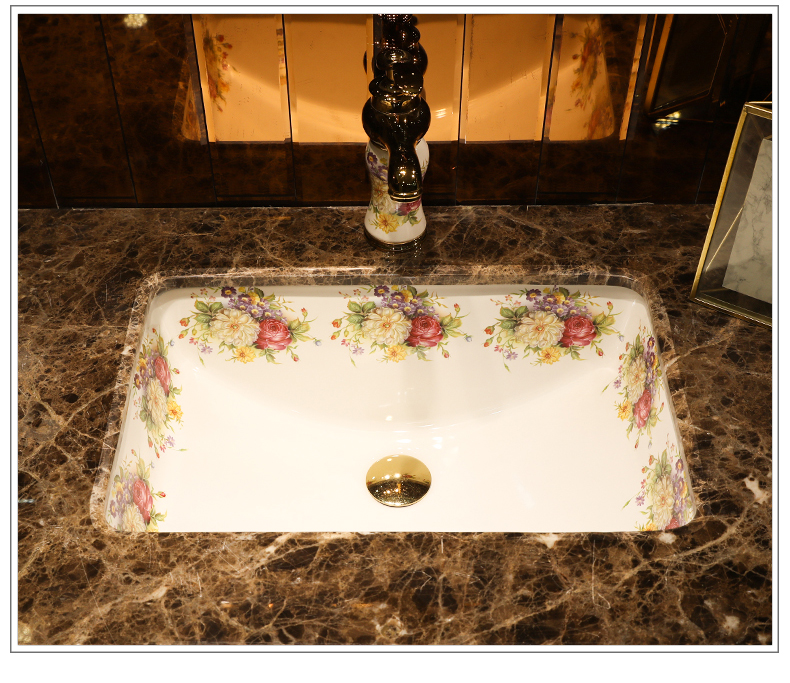 European contracted embedded undercounter basin ceramic household basin bathroom sink rectangular hotel