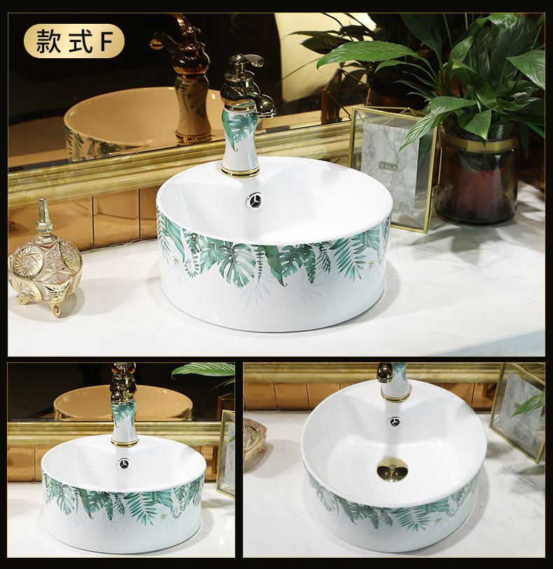 The Lavatory ceramic household toilet wash basin that wash a face the oval art stage basin size lavabo is contracted