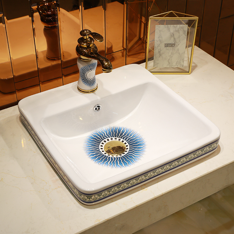 Ceramic half embedded in taichung basin sinks single basin sink basin household art the sink cabinet basin