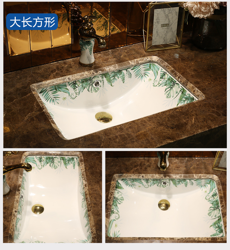 Ceramic undercounter lavabo square Ceramic basin washing a face embedded household small family toilet wash basin