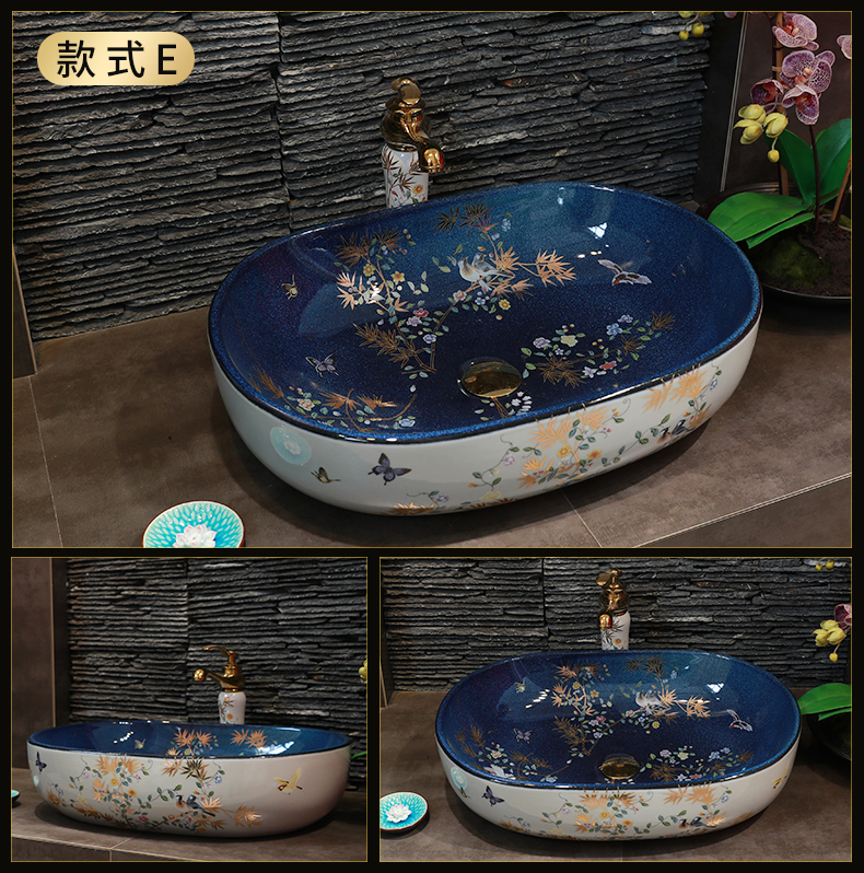 Ceramic face basin stage basin sink square the pool that wash a face wash basin bathroom home art POTS of flowers and birds