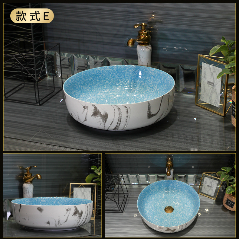 Contracted wind stage basin sink fangyuan shape for wash basin ceramic lavatory pool size art basin of the balcony