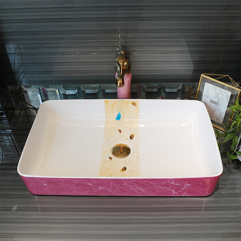 Basin of northern Europe on rectangular lavabo household the pool that wash a face wash Basin pink marble balcony art ceramics