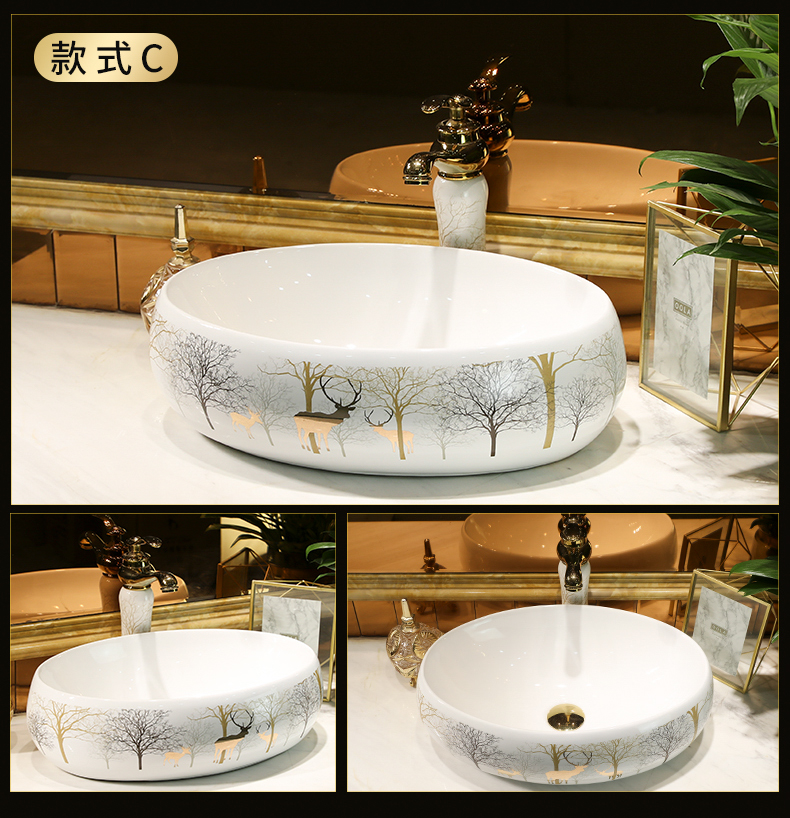 Gold cellnique northern wind art ceramics stage basin toilet lavatory basin sink contracted household