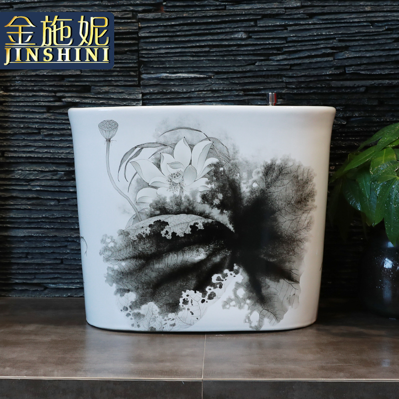Double drive model of ceramic ink lotus mop pool household cleaning floor balcony rotating mop pool toilet