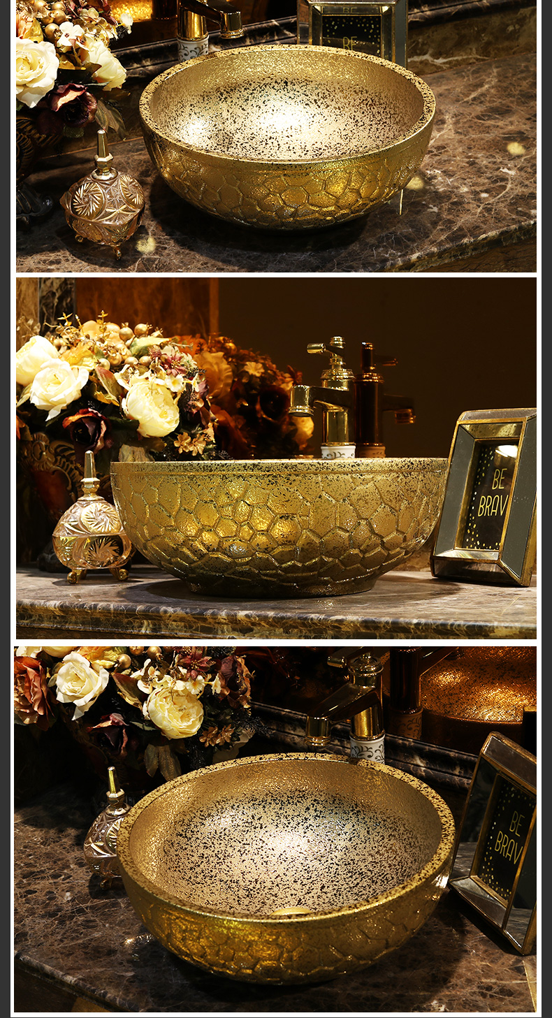 Jingdezhen ceramic household lavabo art basin rectangle lavatory toilet stage basin to gold